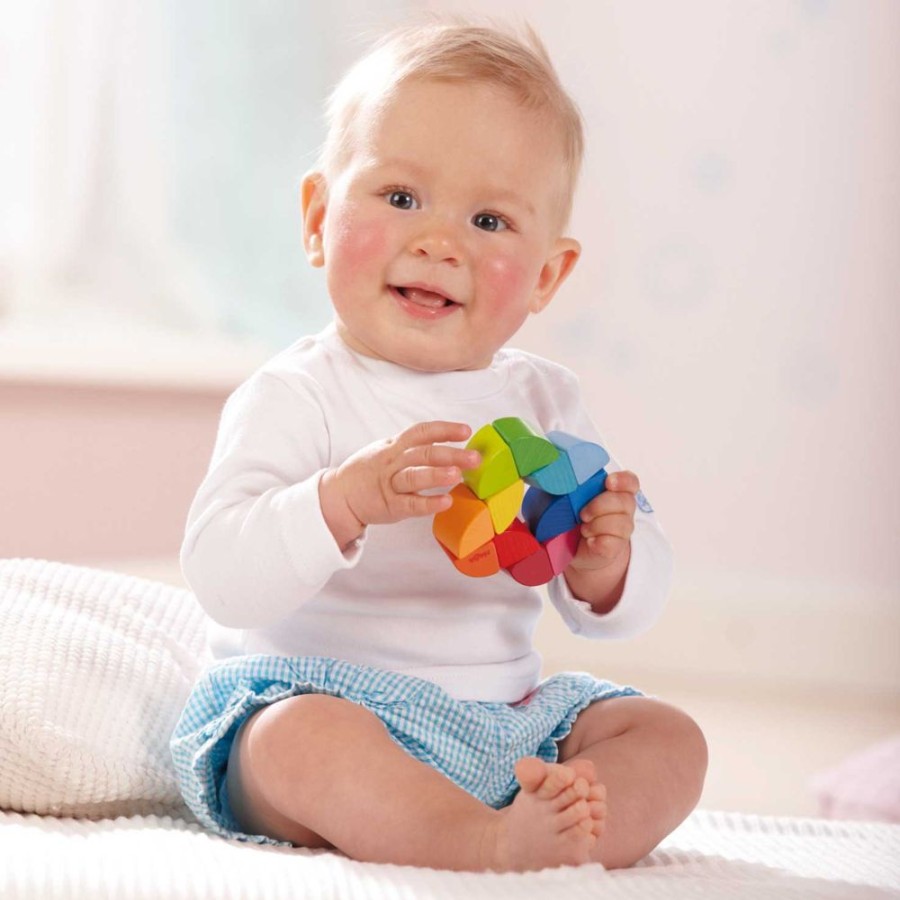 HABA Greif- Und Beisspielzeug | Regenbogen-Ring-Baby-Fidget-Spielzeug Aus Holz