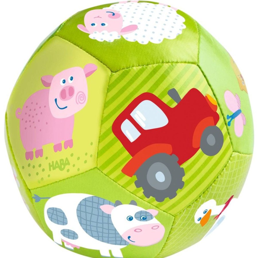 HABA Plusch-Babyspielzeug | On The Farm, 4 1/2" Weicher Babyball