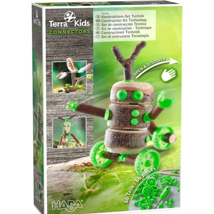 HABA Terra Kids Naturspielzeug | Terra Kids Connectors 66-Teiliges Technologie-Set