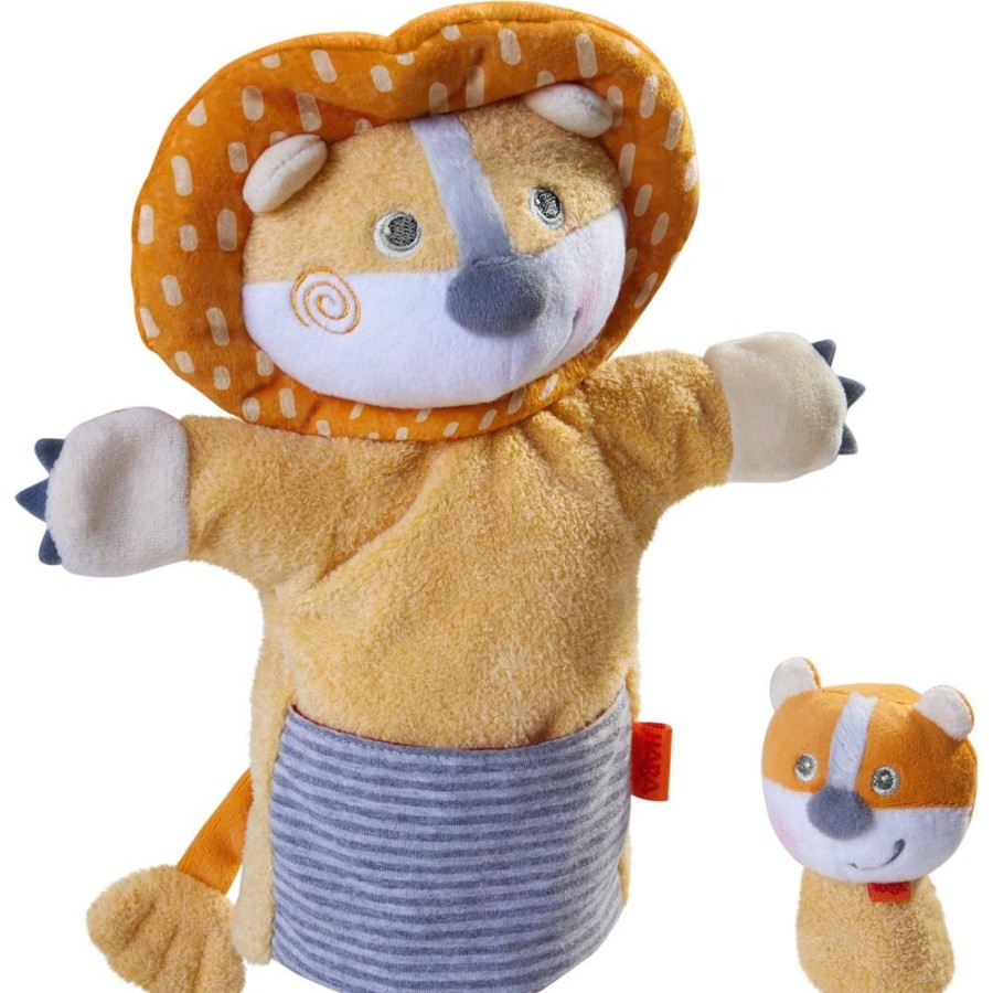 HABA Puppen | Handpuppe Lowe Mit Jungtier. Fingerpuppe