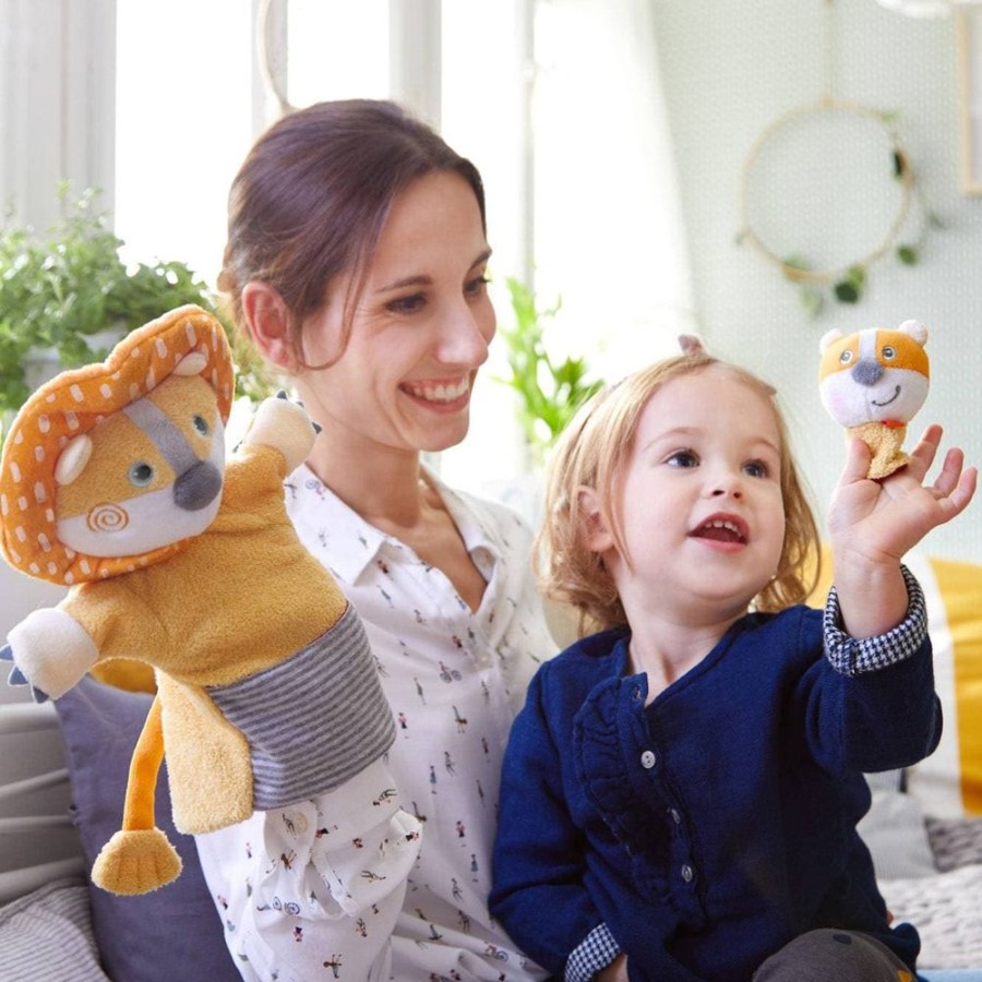 HABA Puppen | Handpuppe Lowe Mit Jungtier. Fingerpuppe