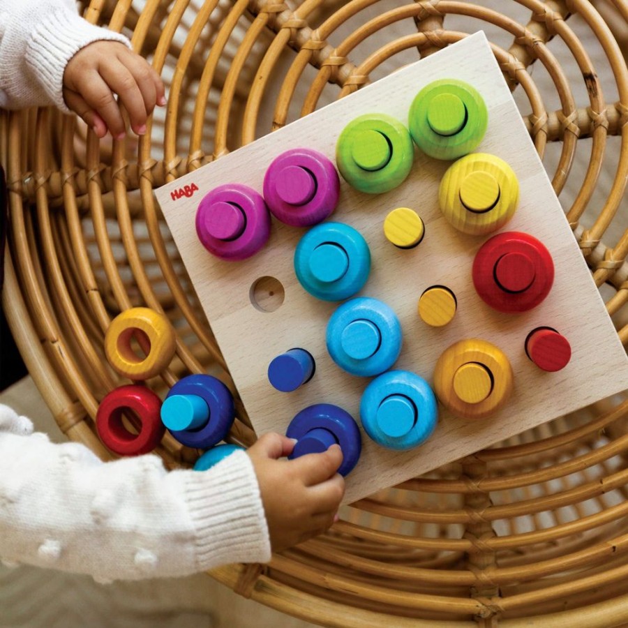 HABA Stapelspielzeug Und Ordnenspiele Aus Holz | Rainbow Whirls Sortier- Und Stapelspiel Aus Holz