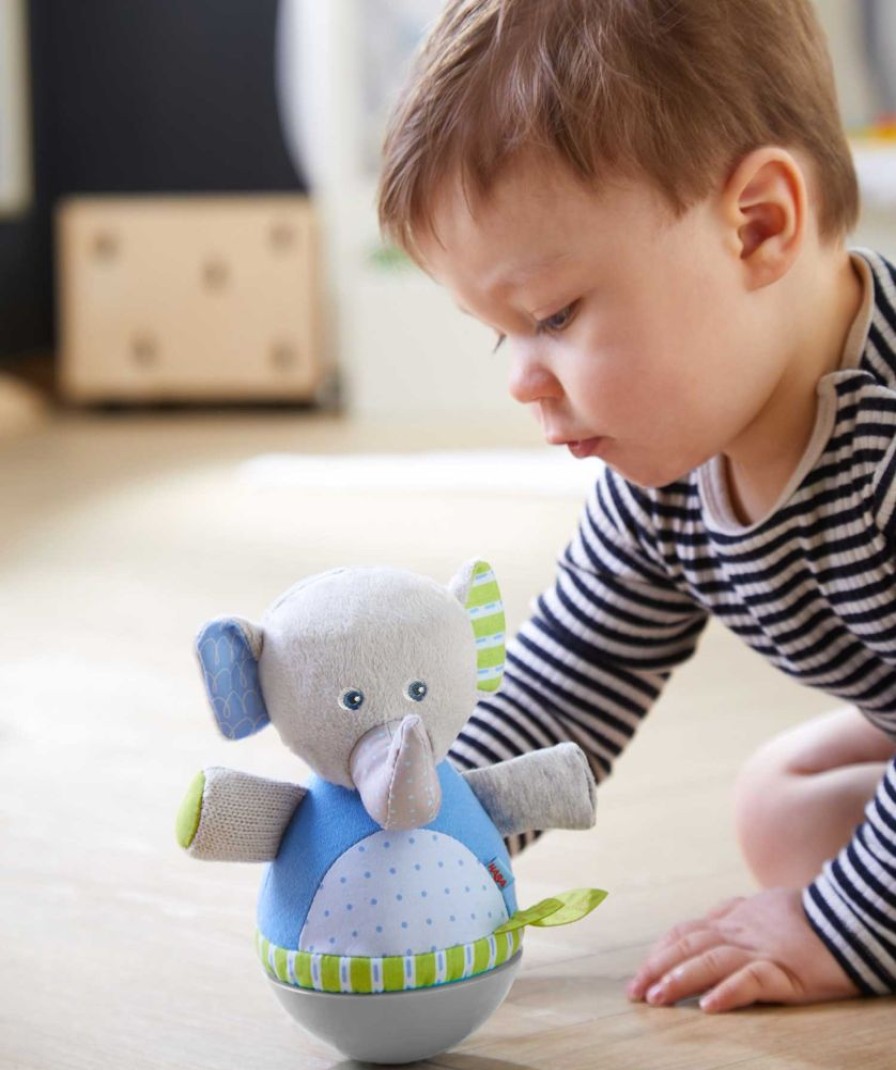 HABA Plusch-Babyspielzeug | Roly Poly Elefant Wackelndes Weiches Babyspielzeug