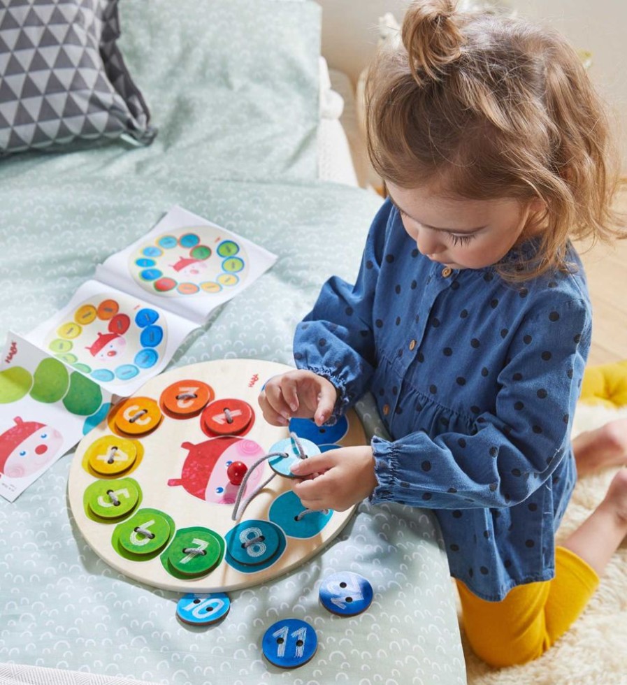 HABA Schnurspielzeug + Motorik | Regenbogen-Raupen-Zahl-Fadelspiel