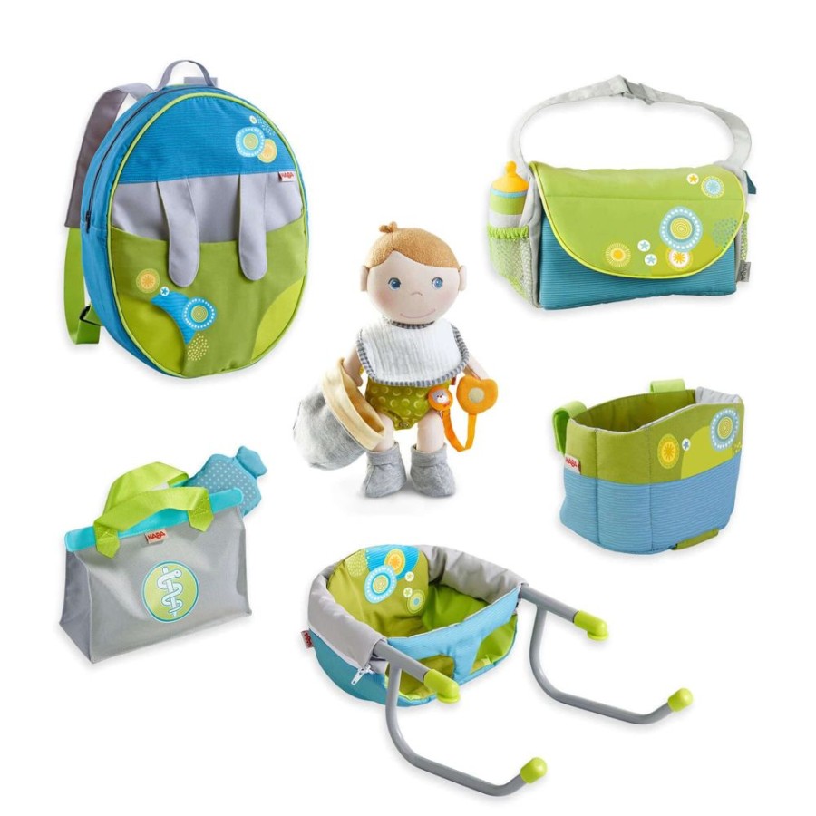 HABA Pluschpuppen | Maxime On The Go: Deluxe-Babypuppen-Paket