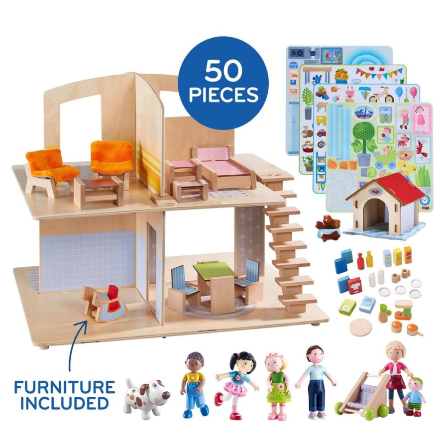 HABA Spielsets Fur Kleine Freunde | Little Friends Family Fun Puppenhaus-Set Mit Hundehutte