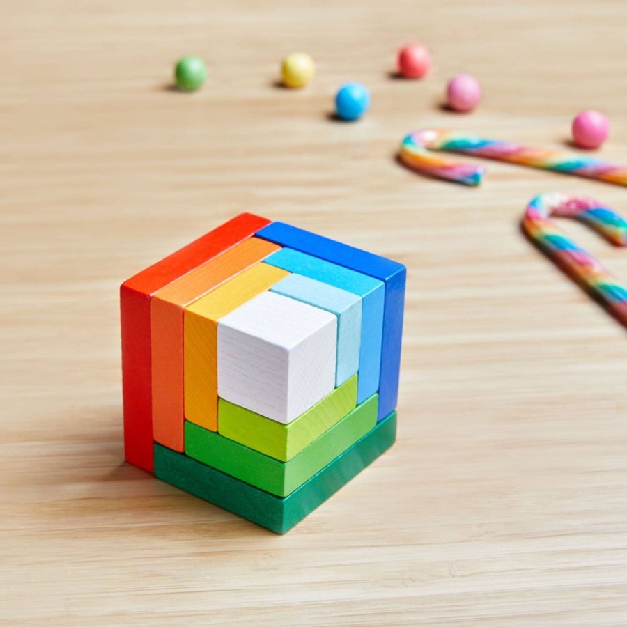 HABA Holzbausteine | 3D-Regenbogenwurfel-Anordnungsspiel