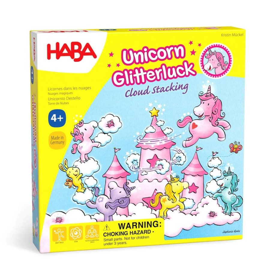 HABA Familienspiele | Unicorn Glitterluck Wolkenstapelspiel