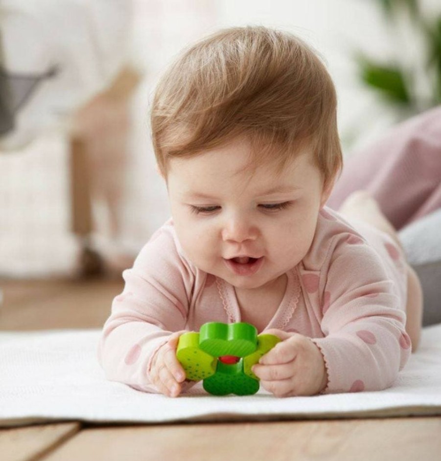 HABA Greif- Und Beisspielzeug | Kleeblatt-Babyrassel Aus Holz Mit Glockchen